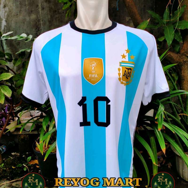 Jual JERSEY ARGENTINA HOME MESSI 10 WORLD CUP QATAR 2022 PRINTING LOKAL