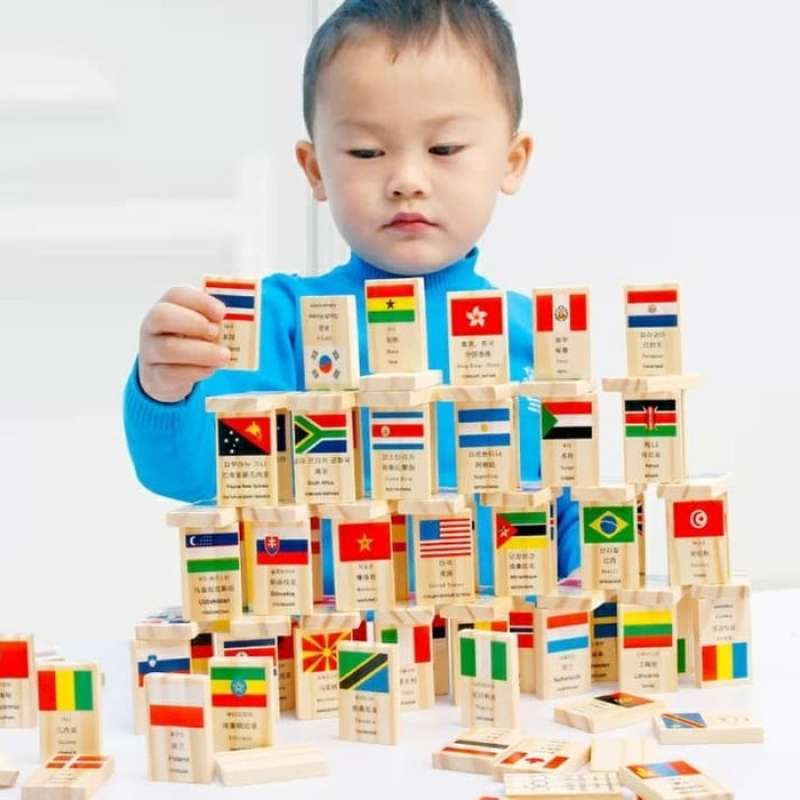 Jual Mainan Edukasi Anak Puzzle Domino Bendera ~ NATIONAL FLAG DOMINO di Seller Happy Shop