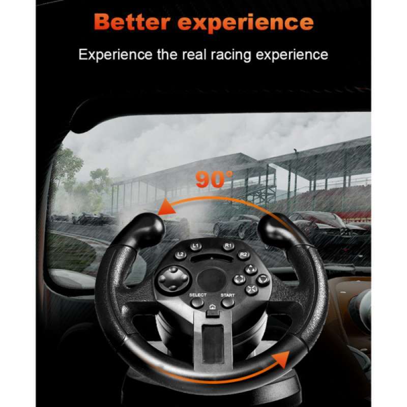 Jual Gaming Vibration Racing Steering Wheel And Brake Pedals Kit For ...