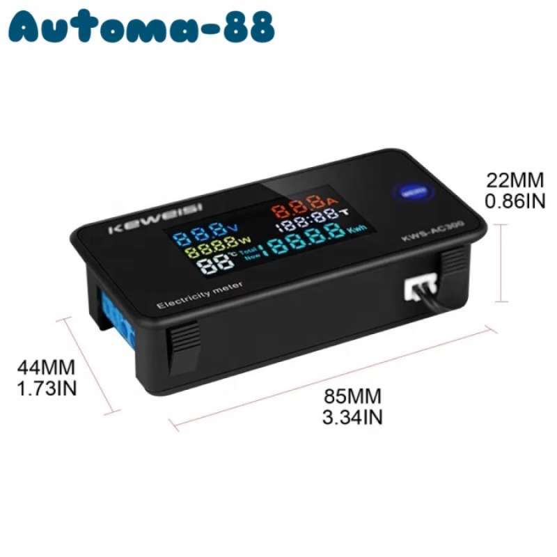 Jual KWS AC300 100A CT OPEN TYPE AC 220V WATT VOLT AMPERE KWH ENERGY ...