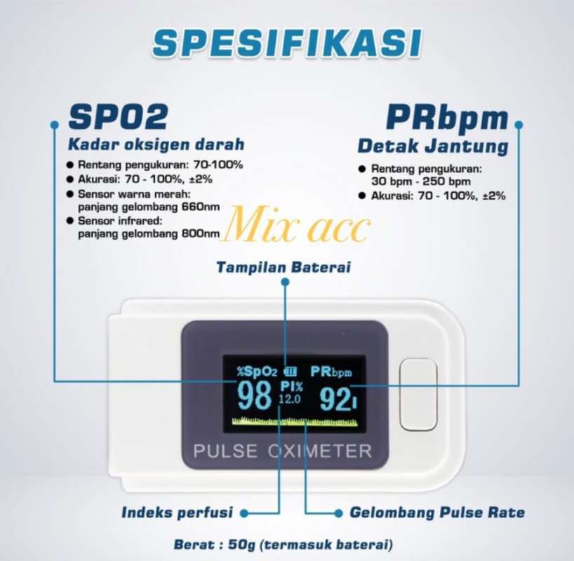 cara baca oximeter