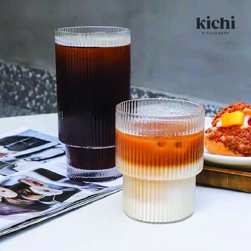 Jual SANA Ripple Glass Gelas Kaca Cafe Korea Stripe Estetik Aesthetic ...