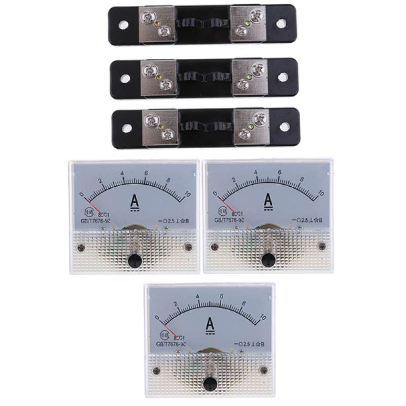 Jual DC 010A Analog Ammeter Panel AMP Current Gauge And 75mV Shunt