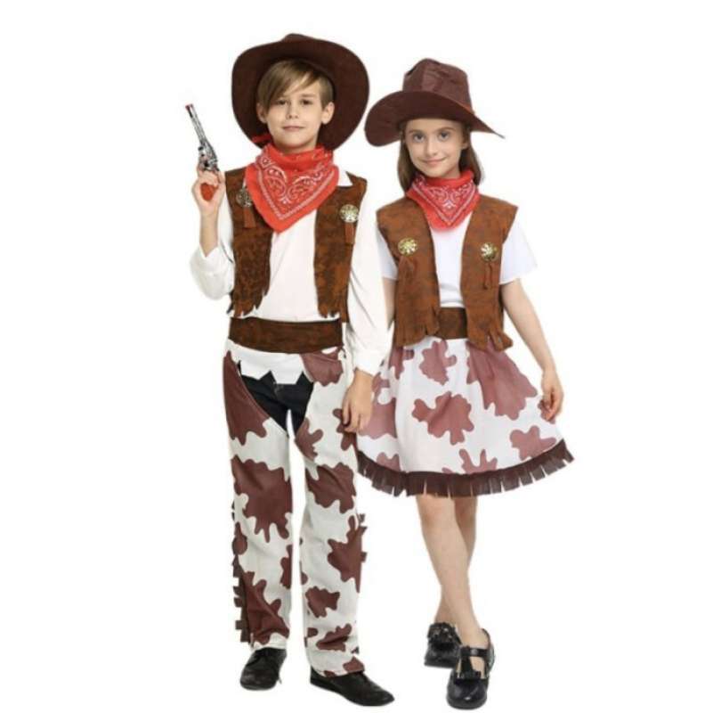 Kit Déguisement Cowboy Pour Enfant - 6 Pièces (Chapeau, Bandana, Lunettes, Badge, Étui, Ceinture)