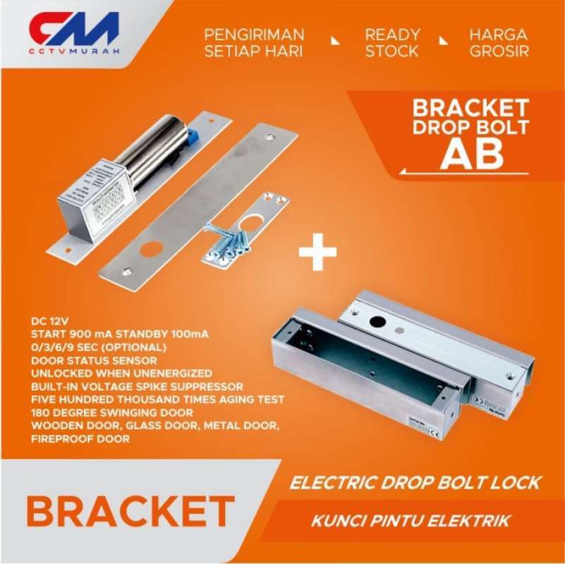 Promo Access Control Drop Bolt Kaca + Bracket U / Access Door Dropbolt