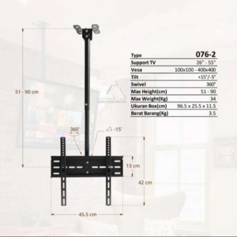 Support TV Brandt - Pied Universel Pour écrans 32 à 43 Pouces (B4306UHD, PROLINE L3200HD)