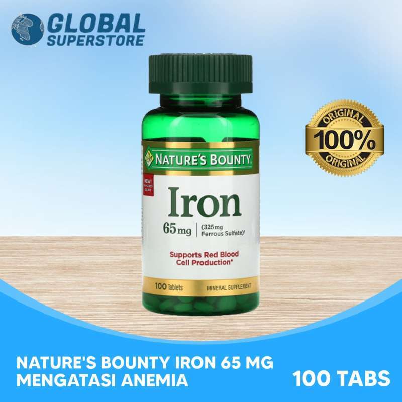 Jual Natures Bounty Iron 65 mg 100 Tablets, Nature Bounty Iron Ori USA
