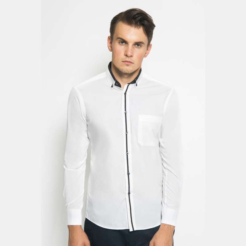 Jual Alisan Kemeja Lengan Panjang Polos Spesial Putih PLS1210186 - S di