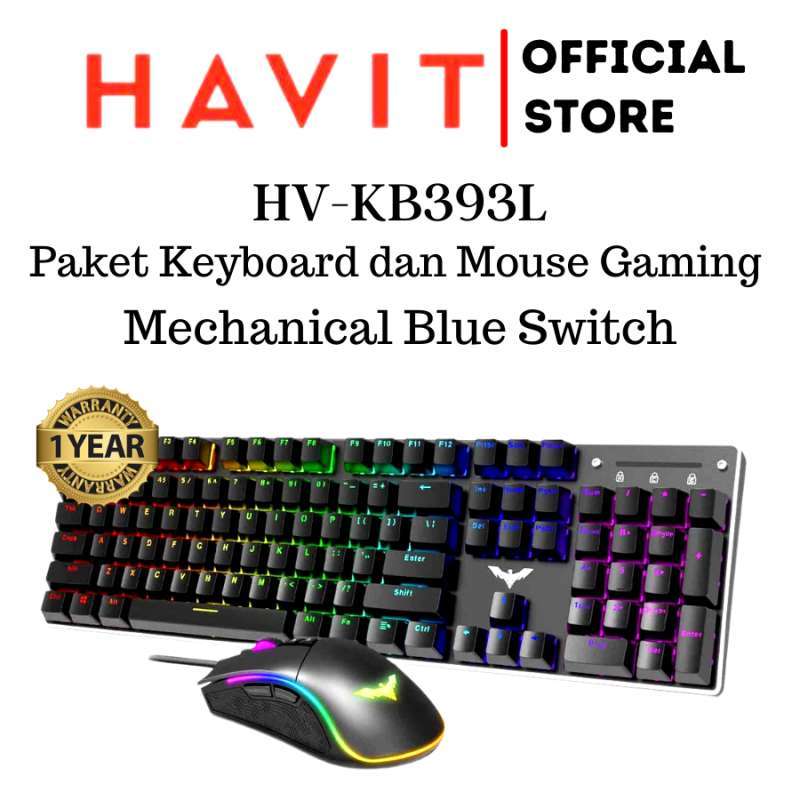 Jual Havit Mechanical Keyboard Gaming And Mouse Combo Blue Swicth Hv