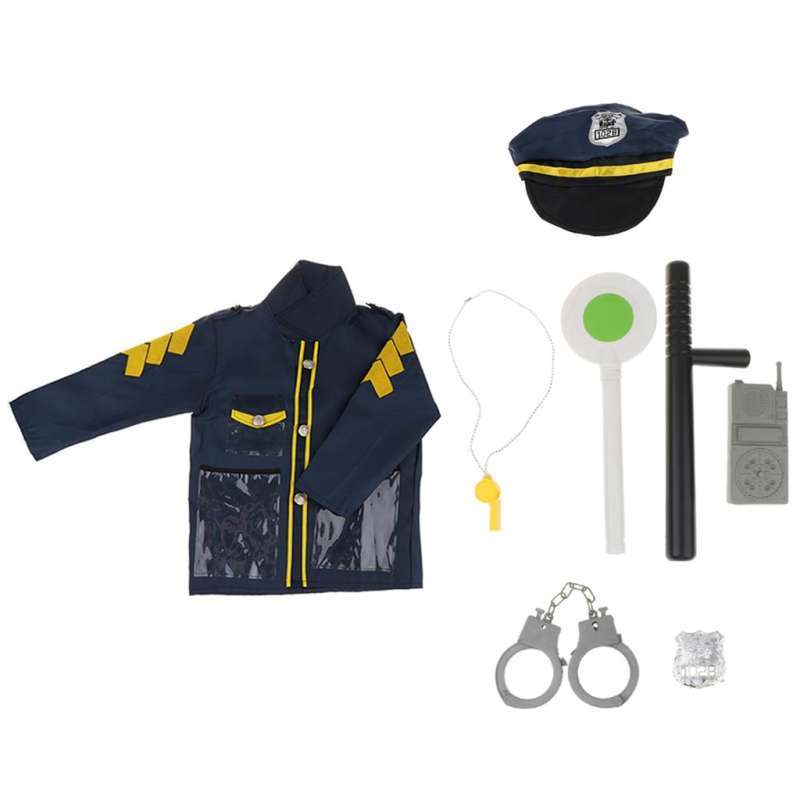 Promo Kid Police Role Toy Officer Policeman Costume Uniform Hat Costume ...