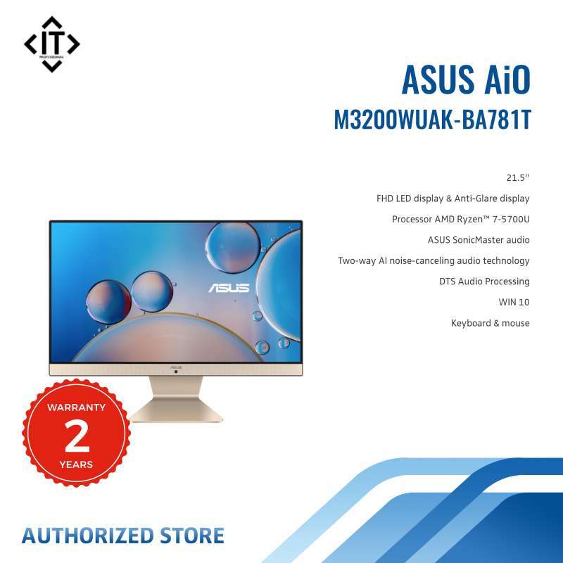Jual PC ASUS ALL IN ONE M3200WUAKBA781T R75700U 8GB 1TB FHD WIN10 BLACK di Seller IT