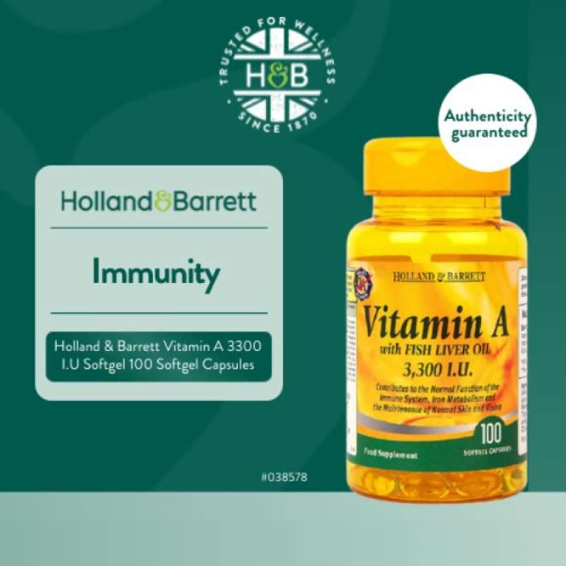 Promo Holland & Barrett Vitamin A 3300 I.U Softgel Capsules Diskon 5% ...