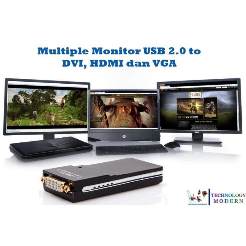 Jual USB 2.0 to VGA/DVI/HDMI Video Graphic Adapter Multi Monitor
