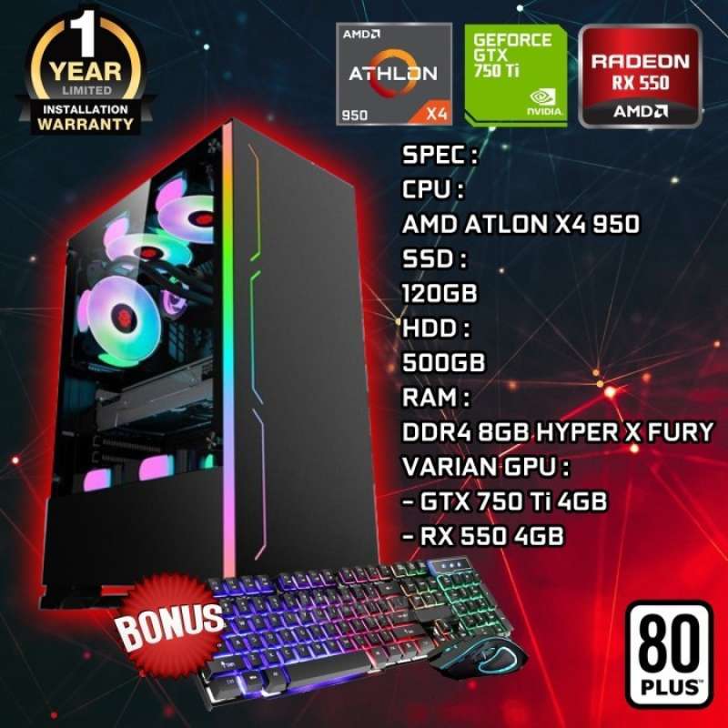Csl Gaming Pc Set Athlon X4 950 Jual PC GAMING RAKITAN | ATHLON X4 950 | RAM 8GB | GTX | RX 4GB di