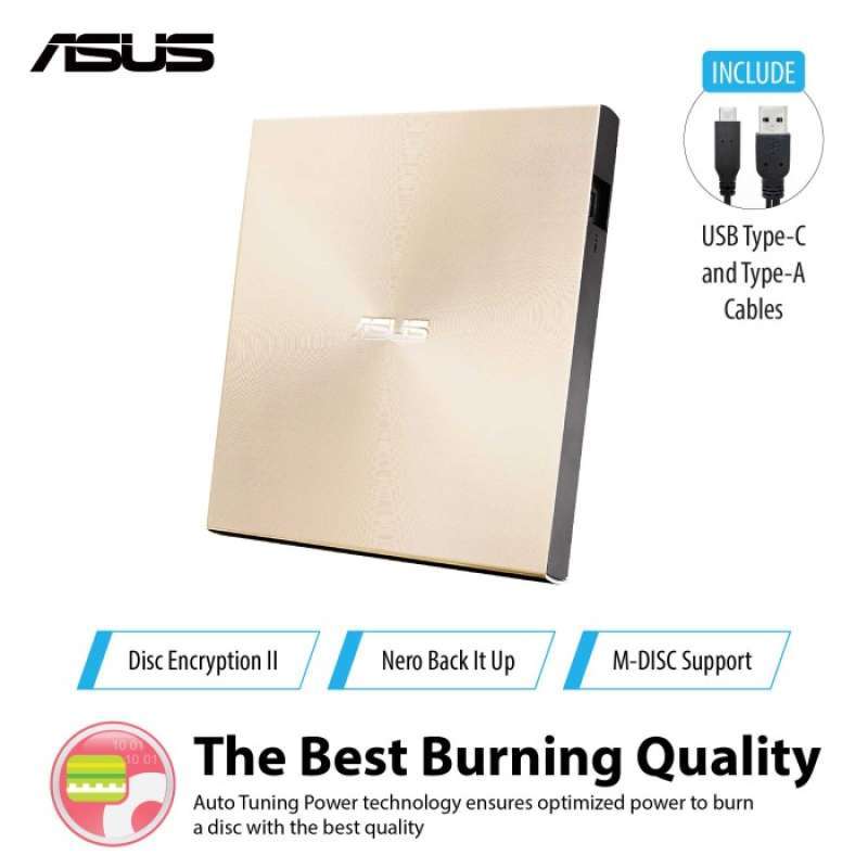 Jual ASUS SDRW08U9MU EXTERNAL DVD WRITER with MDISC Support GOLD di