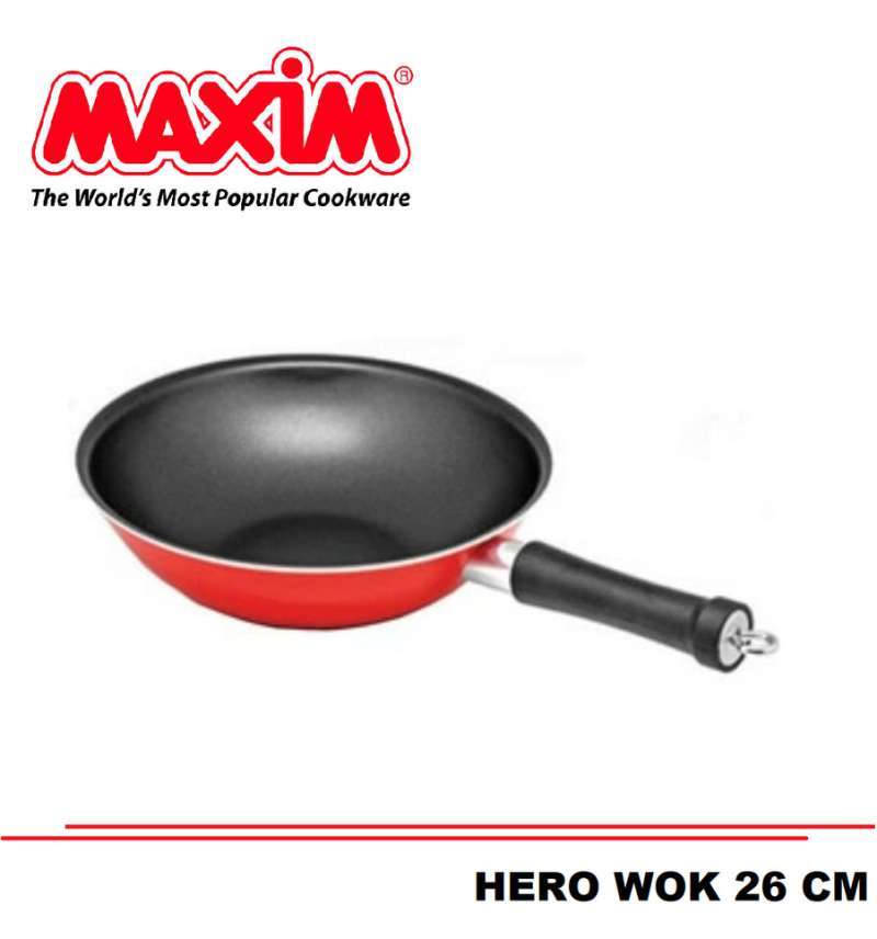 Jual MAXIM Hero Wok 26 cm Stir Fry Wok Non Stick Wajan Cekung Teflon