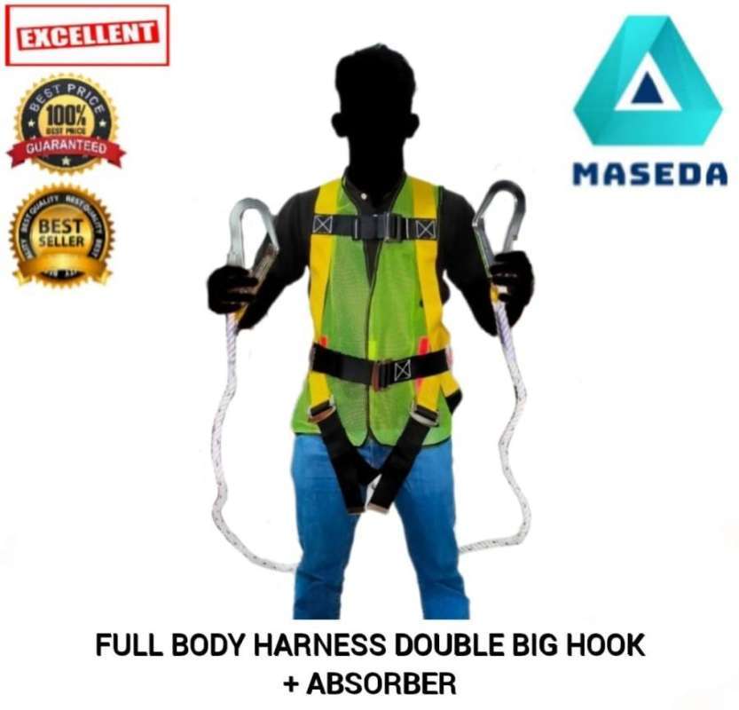 Jual FULL BODY HARNESS DOUBLE BIG HOOK + ABSORBER ORIGINAL di Seller