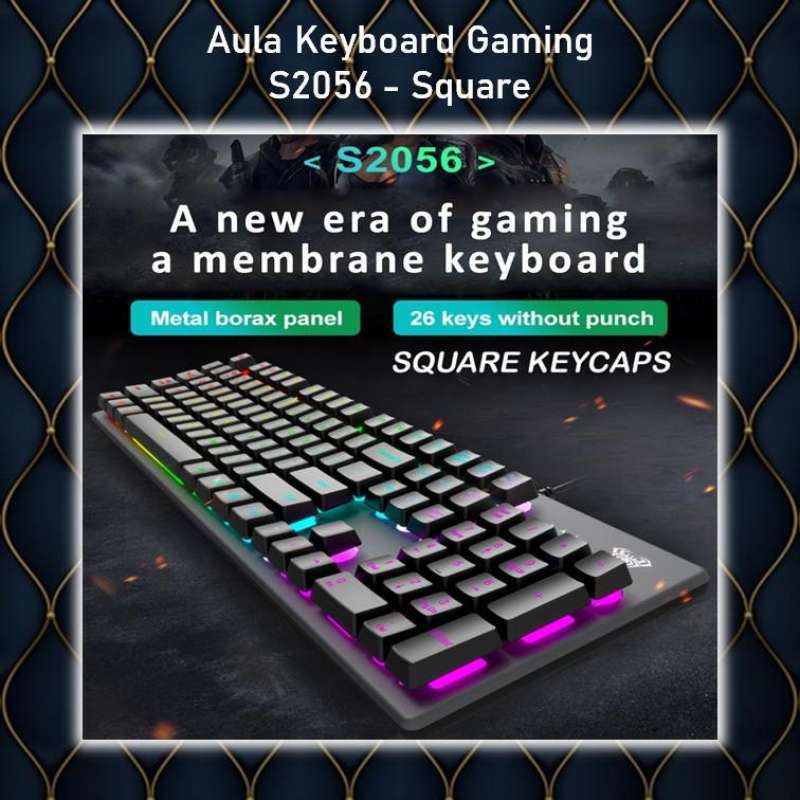 Jual keyboard gaming membrane aula s 2056 square new led r macro