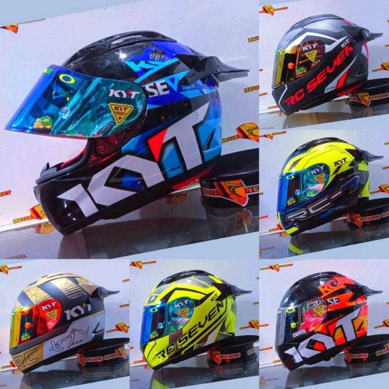 Jual Helm full face KYT RC Seven Paket Ganteng Motif Visor Iridium