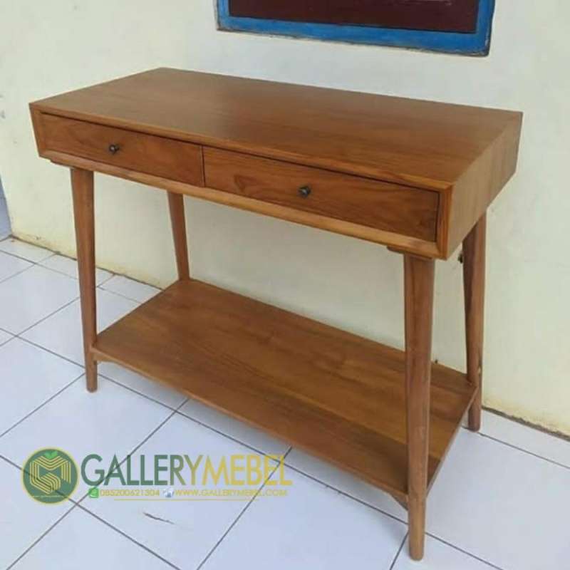 Jual Meja Konsul Minimalis / Console Table Jati 2 Laci / Meja Rias