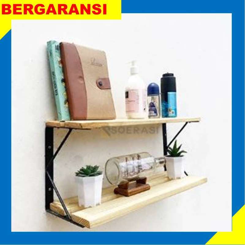 Jual Rak dinding besi dan kayu minimalis kuat dan kokoh make up hiasan ...
