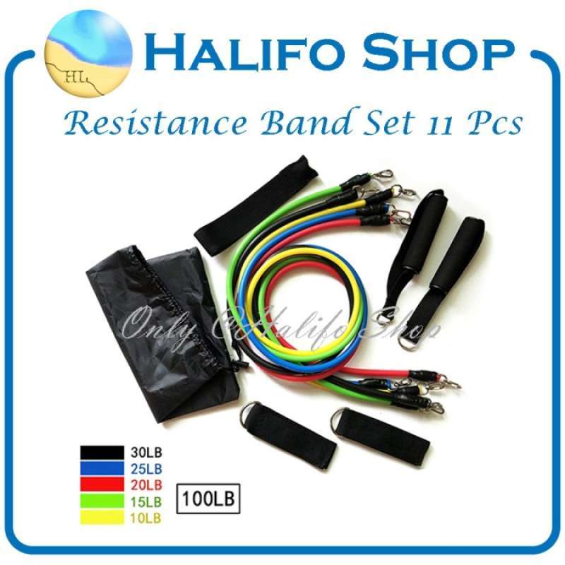 Jual RESISTANCE BAND SET / ALAT FITNES RUMAH / HOME GYM di Seller HAMBA
