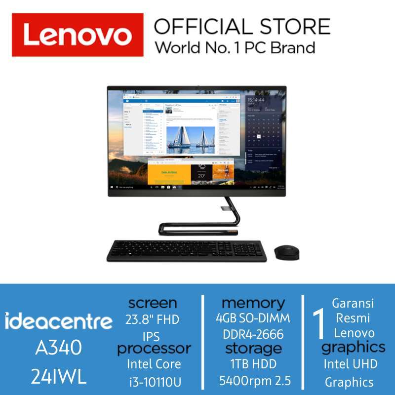 Promo PC Lenovo IdeaCentre AIO A340 24IWL L4ID Core i3 10110U/4GB/1TB ...