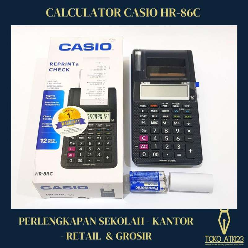 Jual Calculator / Kalkulator Merk Casio HR8RC Printing Calculator di