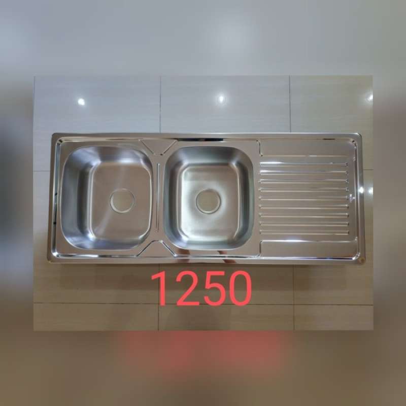 Promo bak cuci piring stainless wastafel dapur stainless tebal 2 lubang