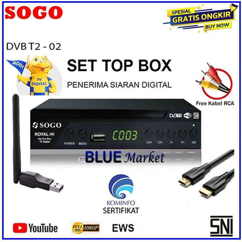 Jual SET TOP BOX SOGO/NOISE / LUBY DIGITAL RECEIVER DVBT2 SUPPORT you