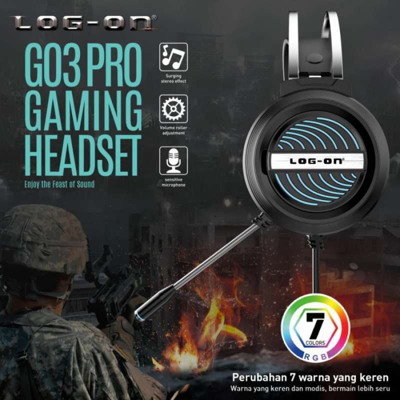 Jual LOG ON GO3 PRO Gaming Headset with Volume Roller Adjustment ...