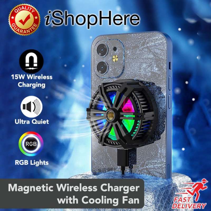 Jual Wireless Charger With Cooler Fan MagSafe 15w Rgb Radiator
