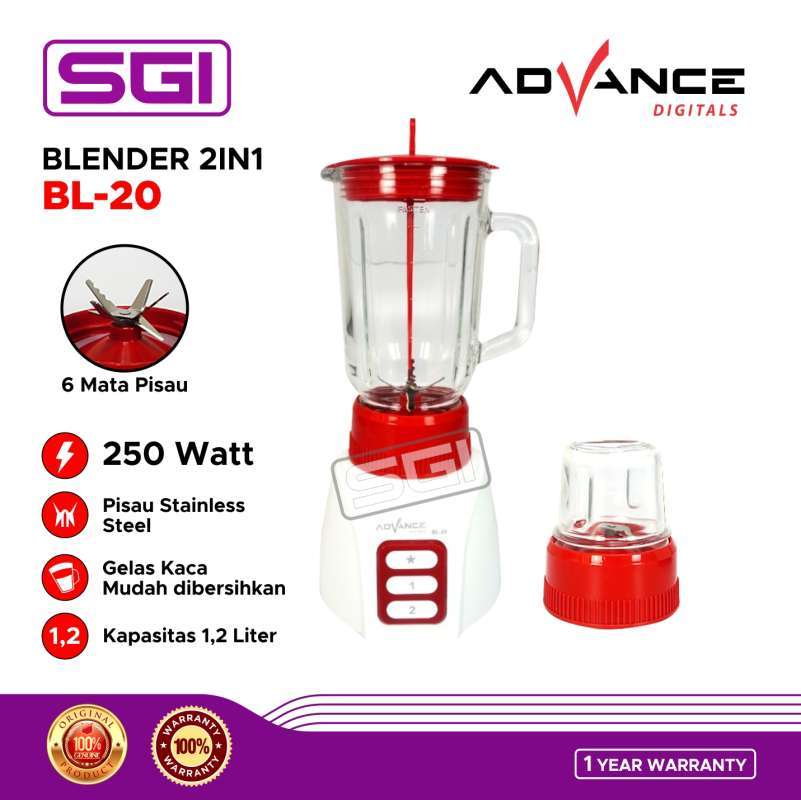 Jual Advance BL-20 Blender 2 in 1 Gelas Kaca BL20 1.2 Liter di Seller