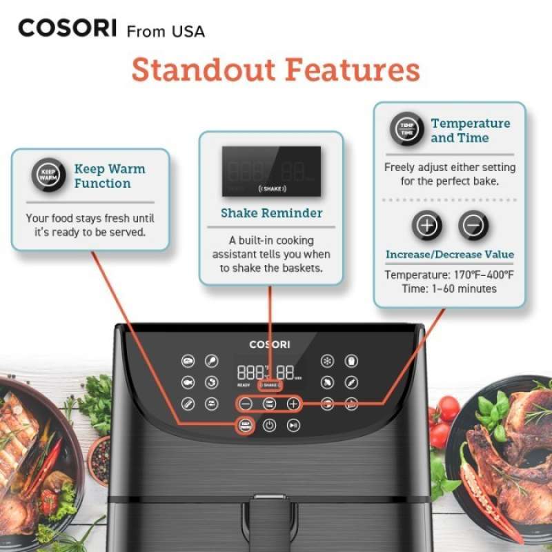 Jual COSORI Air Fryer CP158AF 5,8 LiterPenggorengan Tanpa Minyak Putih di Seller kezi store