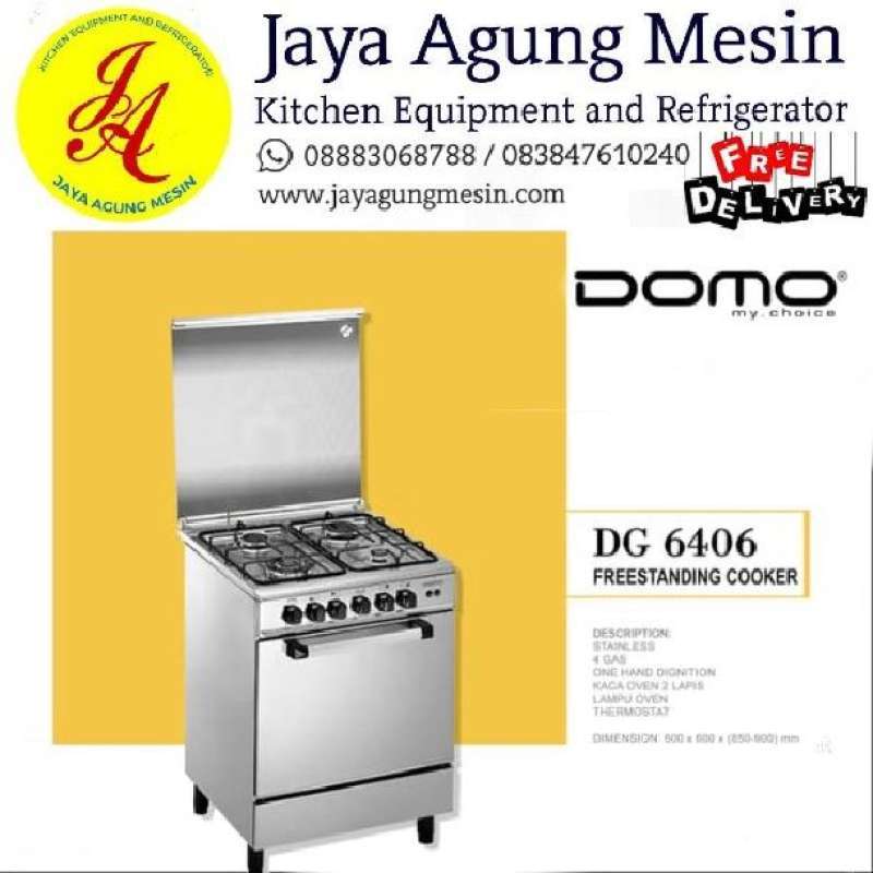 Jual Domo DG 6406 Freestanding cooker/Kompor gas 4 tungku com oven di