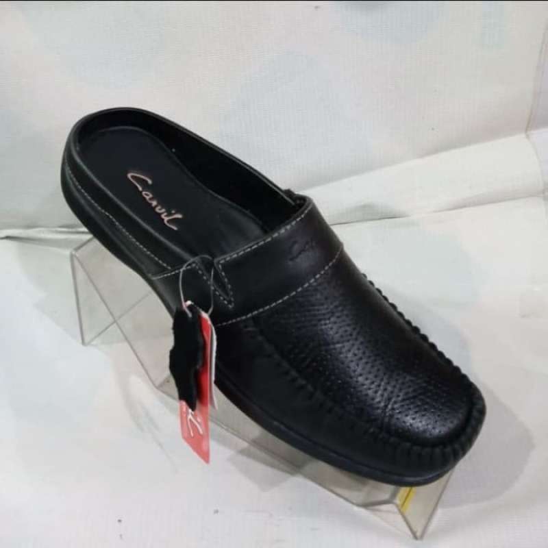 Jual sepatu slop bahan kulit asli carvil original hitam di Seller