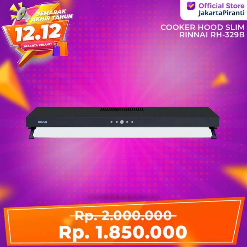 Promo Cooker Hood Rinnai RH329B Slim Hood Penghisap Asap Kompor Diskon