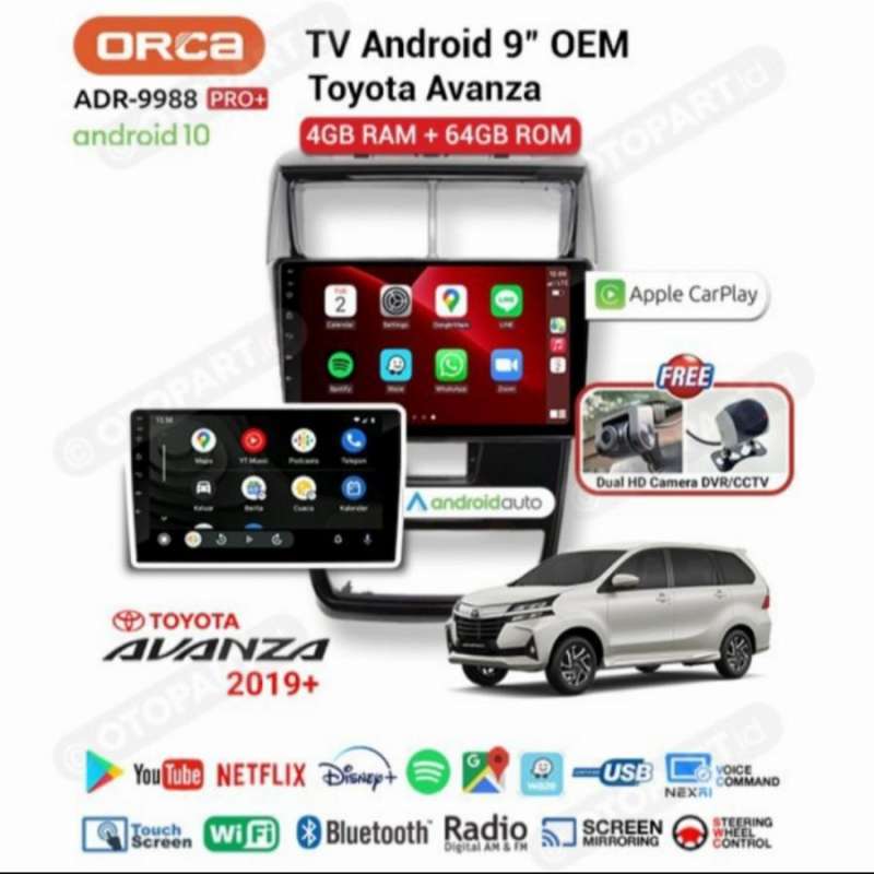 Jual Headunit Android CarPlay Orca Pro Plus DVR 9 Inch All New Avanza ...
