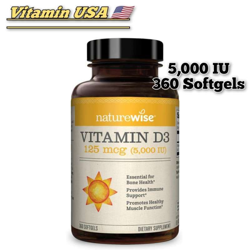 Jual NATUREWISE VITAMIN D3 1000 IU 2000 IU 5000 IU 360 SOFTGELS di