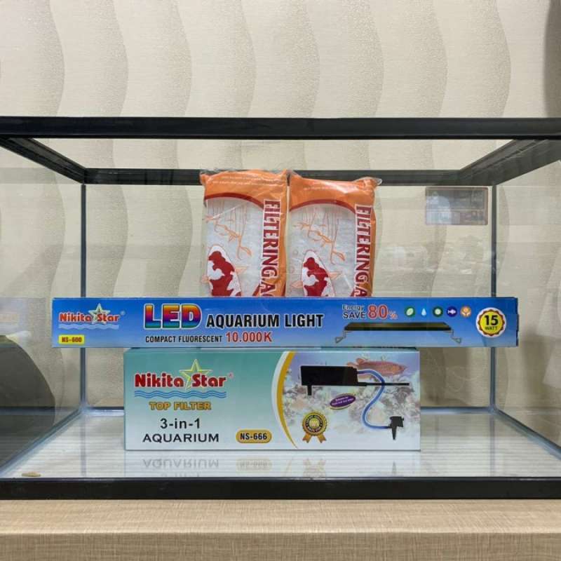 Promo PAKET AQUARIUM 60 CM AQUARIUM M60 TOP FILTER NS666 LED NS600 2 
