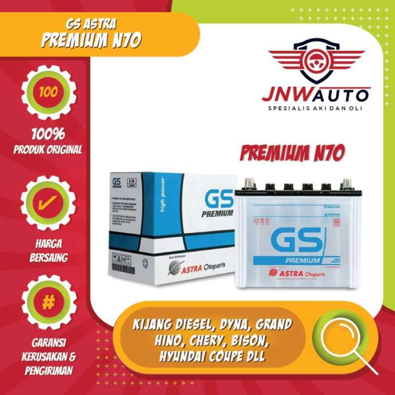 Jual Aki Mobil / Battery Gs Astra Type Gs Premium N70 12V 70Ah di