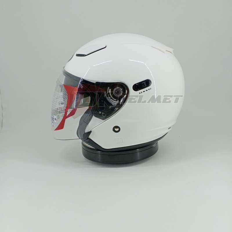 Jual Helm Half Face KYT DJ Maxi R Solid White Original Double Visor