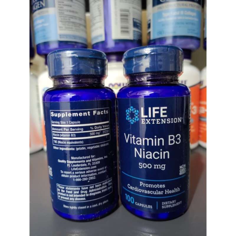 Promo LIFE EXTENSION VITAMIN B3 NIACIN 500 MG 100 CAPSULES Diskon 33
