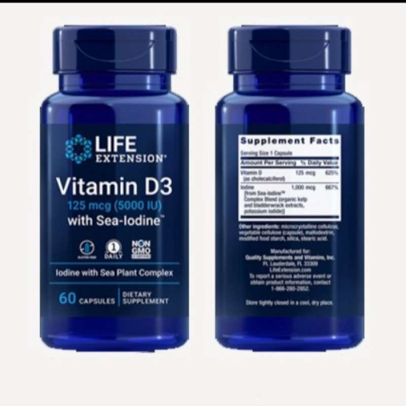 Jual Life Extension Vitamin D3 5000iu With Sea Lodine 60.capsules Di ...