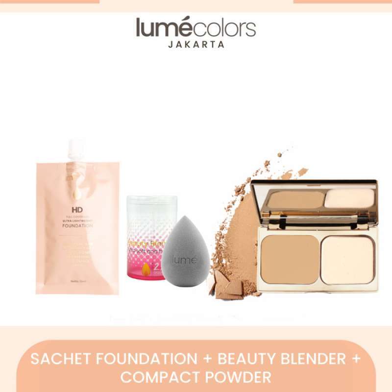 Promo Bundling Lumecolors Sachet Foundation Beauty Blender Compact