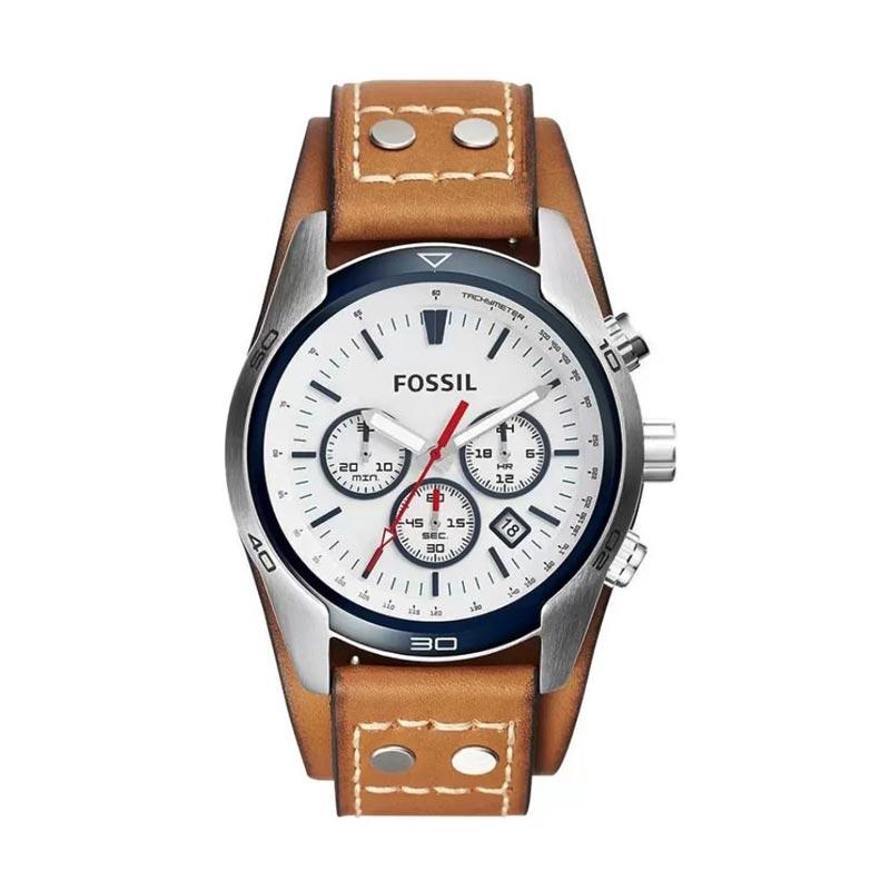 Jual Fossil CH2986 Leather Strap Jam Tangan Pria - Brown 