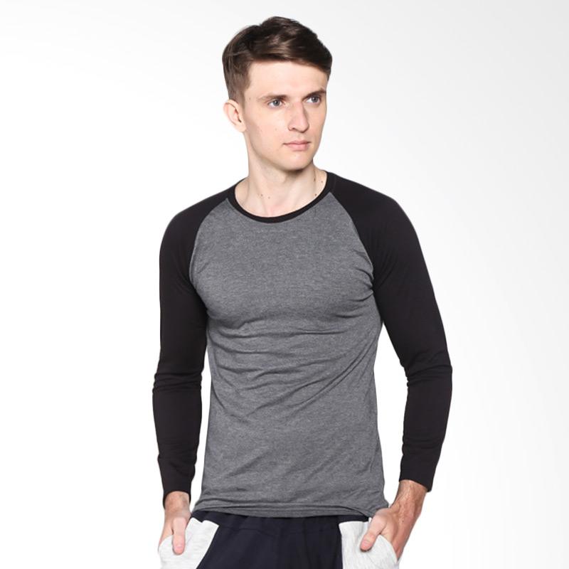 Jual VM Kaos Oblong Reglan Panjang Stretch - Abu Kombinasi