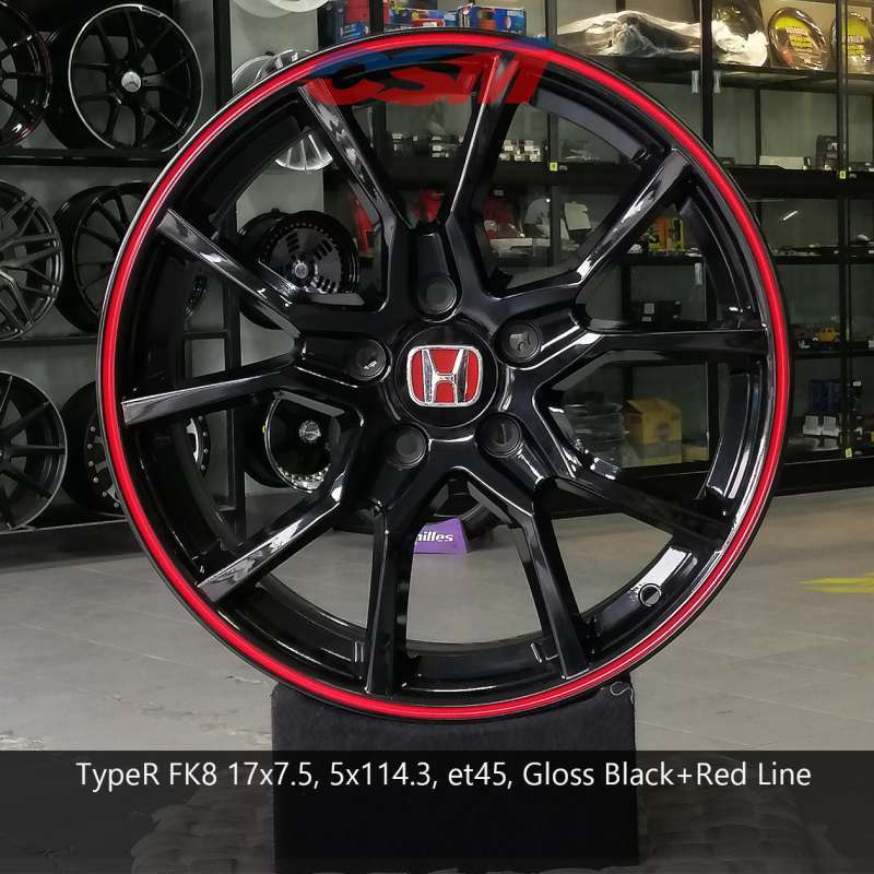 Fk8 Tyre R Line Promo Type R Fk8 R17x7,5 Et45 Gloss Black + Red Line Diskon 12% Di ...
