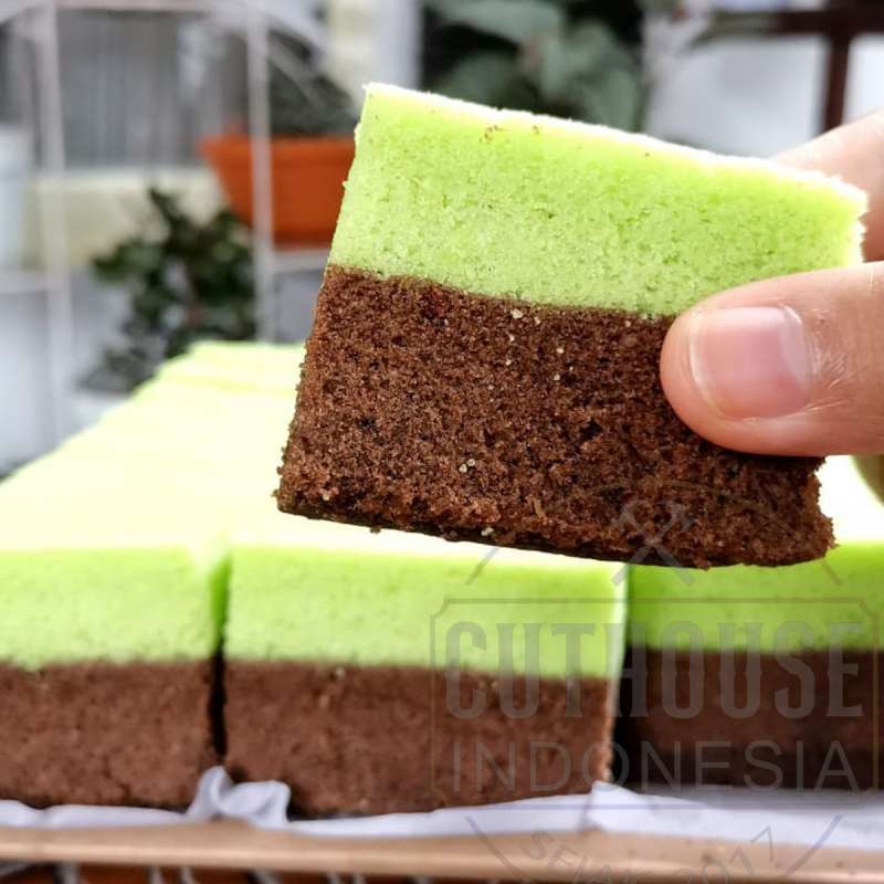 Jual KUE003 BROWNIES KUKUS PANDAN COKLAT roti bolu dessert cake dua