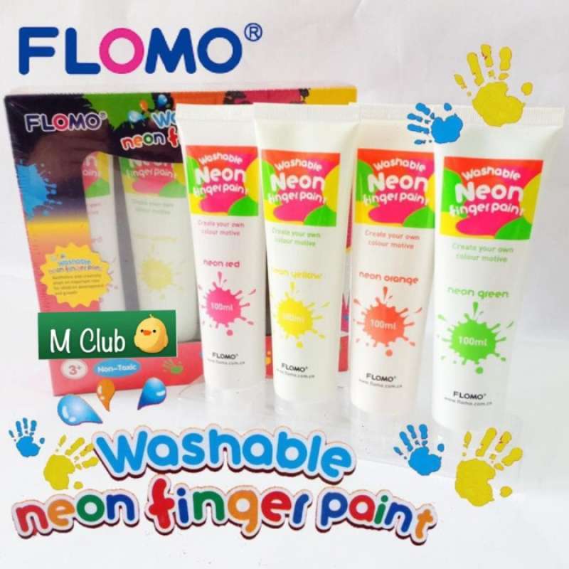 Jual FLOMO WASHABLE NEON FINGER PAINT NON TOXIC di Seller Pasar Murah